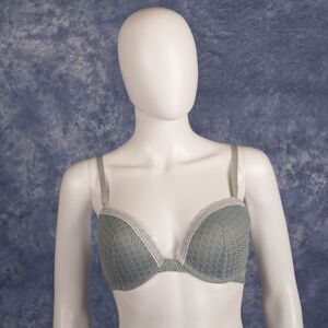 Gap Body Favorite Demi Plunge Bra Padded Underwire Grey-Blue 34D